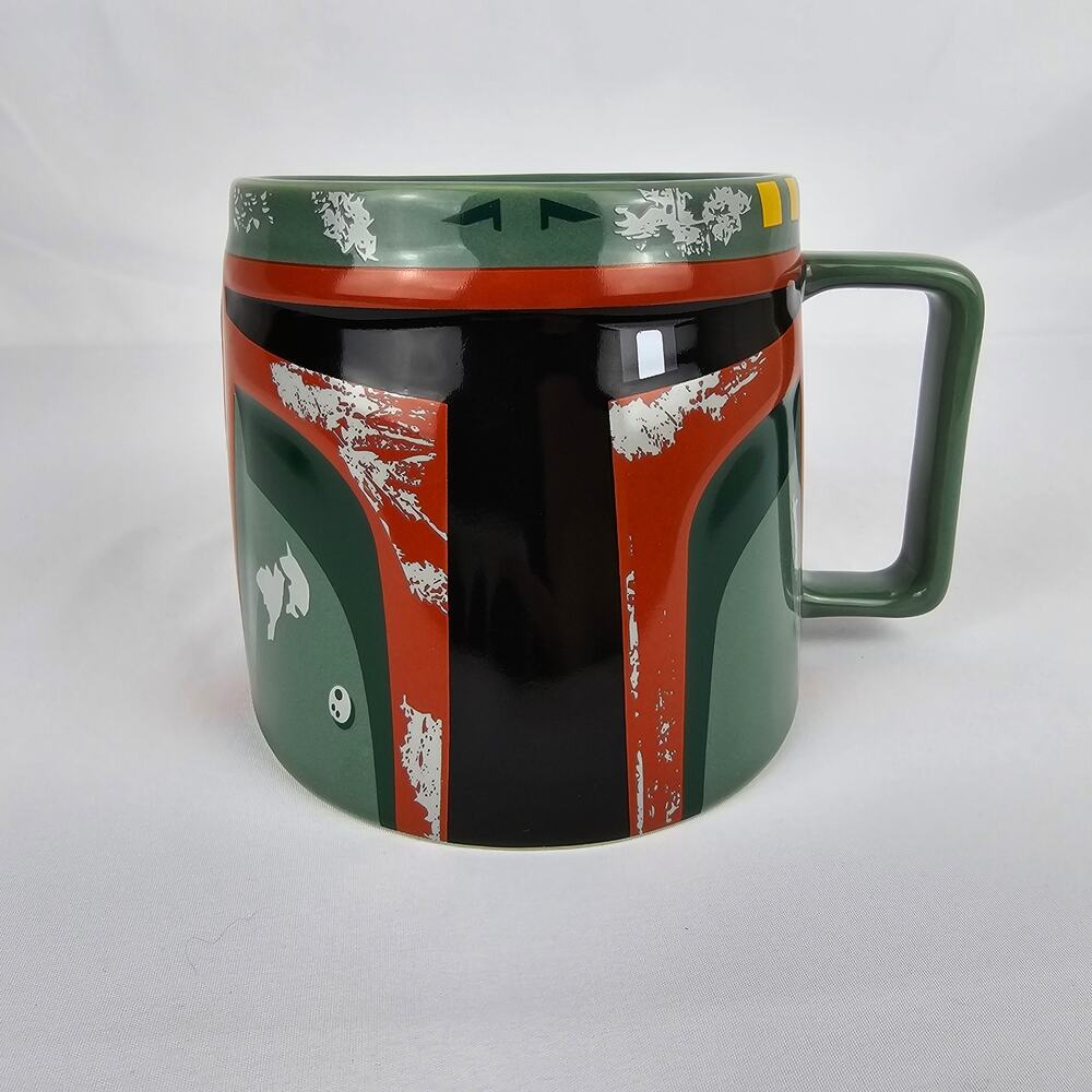 Disney Star Wars Boba Fett Battle Damaged Helmet Mug RARE